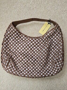 NWT Marta Ponti Woven Leather Hobo Bag - Brown